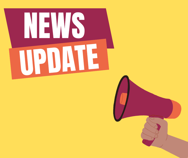 Megaphone mit Schriftzug "NEWS, UPDATE" Megaphone mit Schriftzug "NEWS, UPDATE"